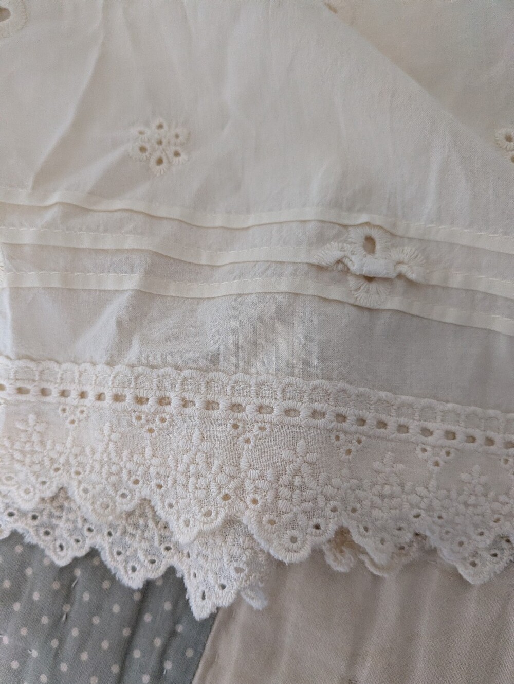 Blonde Robin 100% Cotton Eyelet Embroidered Midi Skirt Ivory Cottagecore Boho M - Picture 6 of 11